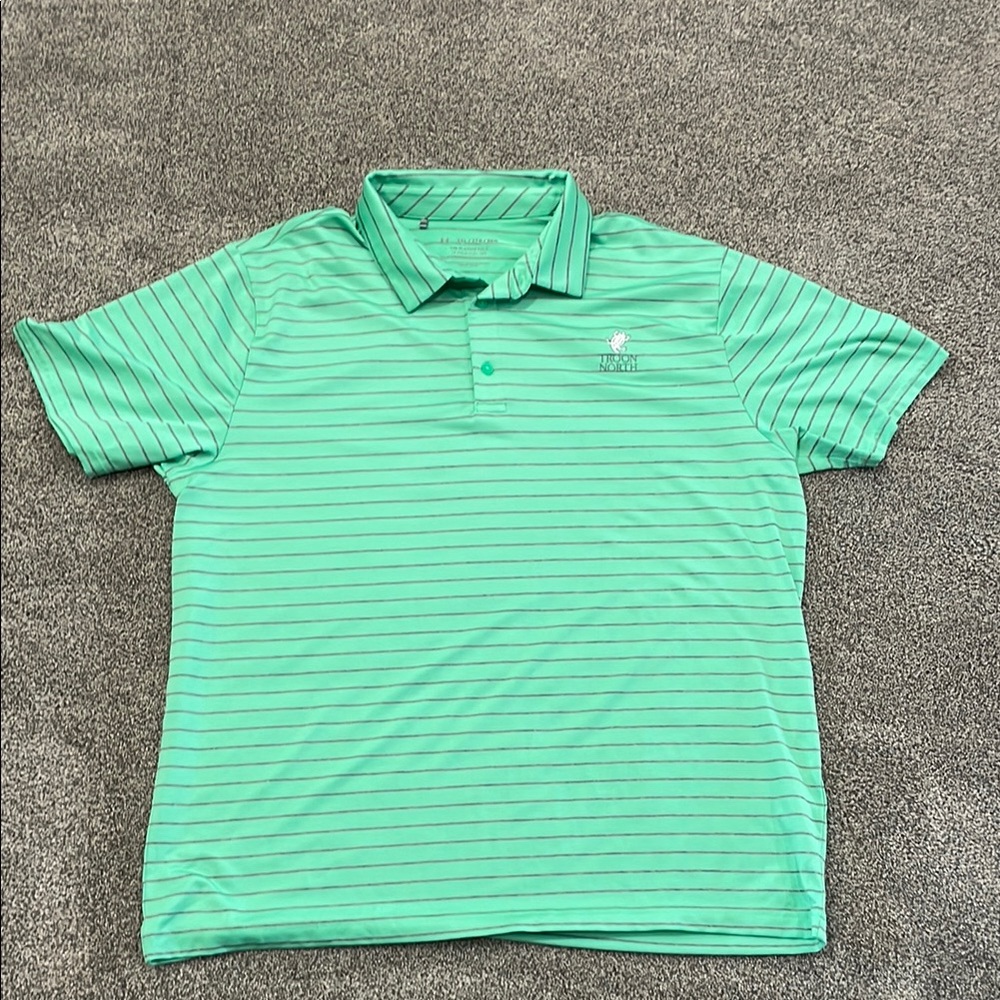 Men's Under Armour Green Striped Polo